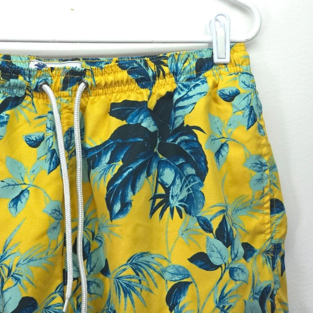 Trunks Surf & Swim Board Shorts Mens Medium Floral Print Elastic Waist No Lining